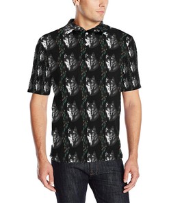 Wolf Black Dream Catcher Design Print Men Polo Shirt