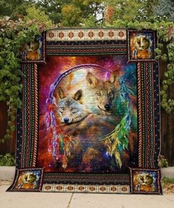 Wolf On The Dreamcatcher Quilt Bedding Set Blanket