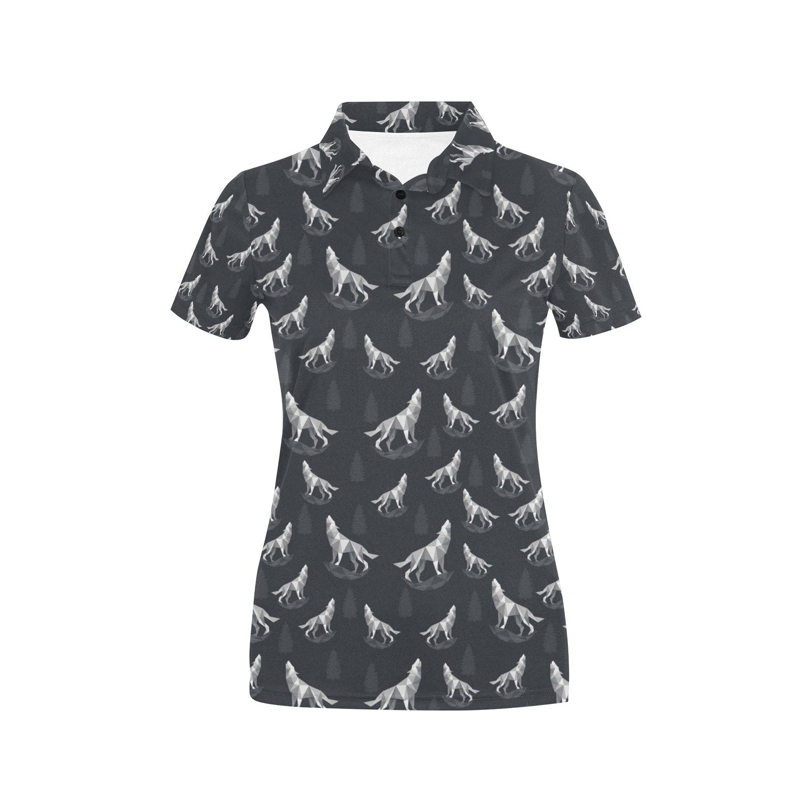 Wolf Print Design Women's Polo Shirt 3D Polo Shirt