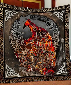 Wolf Viking Personalized Quilt Bedding Set for Home Decoration and Family Gifts