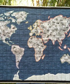World Map Quilt Bedding Set for Home Decoration and Great Family Gifts
