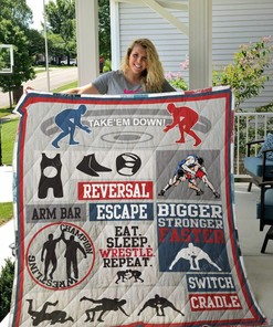 Wrestling Bigger Stronger Faster Quilt Bedding Set Blanket Gifts For Wrestling Lover