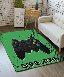 Wusan Customize Name Gaming Rug Carpet - Green Doormat for Kids Playmats in Room
