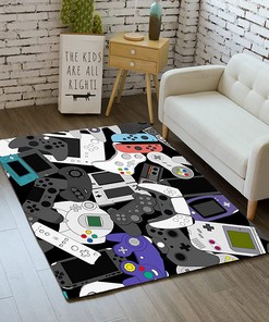 Wusan Gamer Rugs for Boys Bedroom - Gamepad Carpets for Living Room, Bedroom, Game Room, Bathroom and Sofa Floor Mat