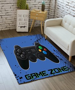 Wusan Personalized Name Rugs for Gamer Boys - Blue 3D Printed Controller Gamepad Carpet for Room
