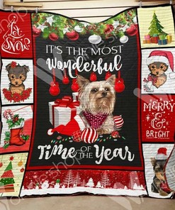 Yorkshire Terrier Christmas Quilt Bedding Set - Perfect for Family Gifts and Bedroom Decor