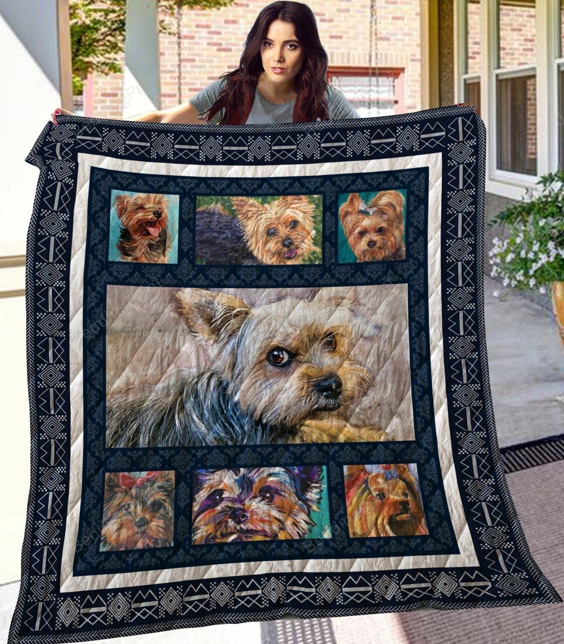 Yorkshire Terrier Painting Quilt Bedding Set Blanket