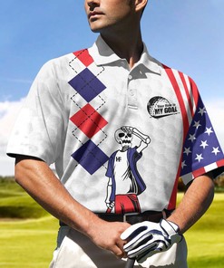 Your Hole Is My Goal Golf American Skull Polo Shirt