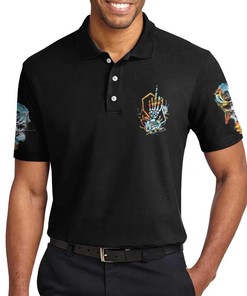Zero Fck Given Skull Roses Polo Shirt