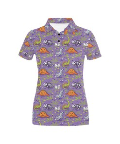 Zombie Dinosaur Print Design Women's Polo Shirt