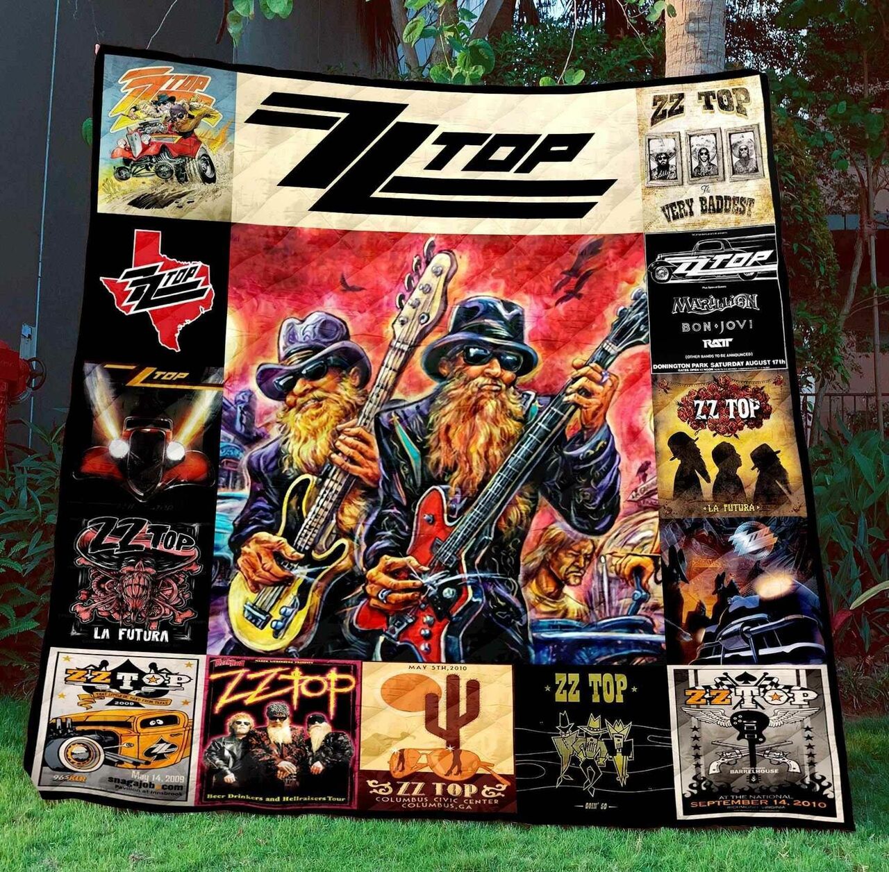 Zz Top 1 Blanket Quilt Bedding Set Personalized with Name for Home Decor and Picnic - Great Family Gifts