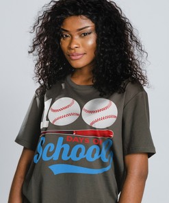 100 Days of School Celebration Baseball Tee for Students and Teachers, Home Run Shirt