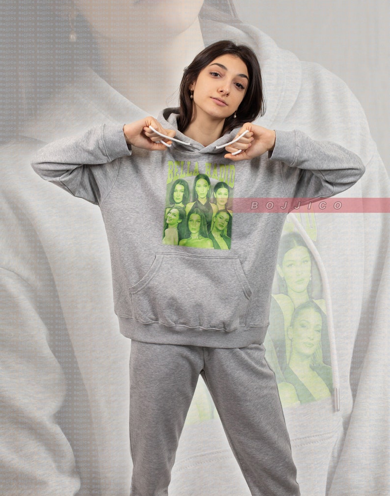 Bella Hadid Speaker Sweatshirt, 90s Vintage Fan Tee, Fashion Model Homage Hoodie - Image 4