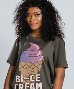 Bi Pride Ice Cream Tees - Funny Bisexual Pride Shirt with Pocket, Perfect Gift for Fans of Ice Cream and Bi-Ce Cream