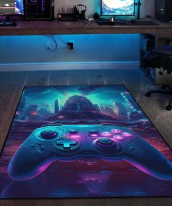 Boys Room Rug for Gaming with Personalized Game Controller Design