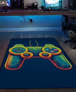 Colorful Game Controller Area Rugs for Game Room or Bedroom, Shufflezone Gaming Carpet, Teen Boys' Gaming Rugs