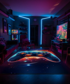 Custom Gamer Rug for Bedroom with Personalized Game Controller Design