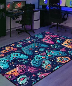 Custom Gamer Rug for Teen Boys - Game Room Themed Area Rug M55