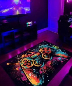 Custom Gaming Rug for Boys Room - Personalized Area Rugs for Game Room or Bedroom - Controller Design M33