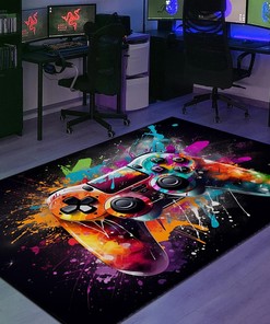 Custom Gaming Rug for Boys Room - Personalized Area Rugs for Game Room or Bedroom - Controller Design M40