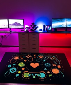 Custom Gaming Rugs for Living Room - Personalized Video Game Room Rug for Boys Bedroom
