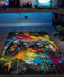 Customizable Game Controller Area Rug for Teen Boys' Bedroom, Add Your Name or Favorite Quote
