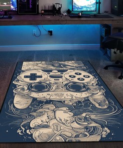Customizable Game Controller Area Rug with Shufflezone Game Themed Design for Boys Room, Ideal for Home Decoration