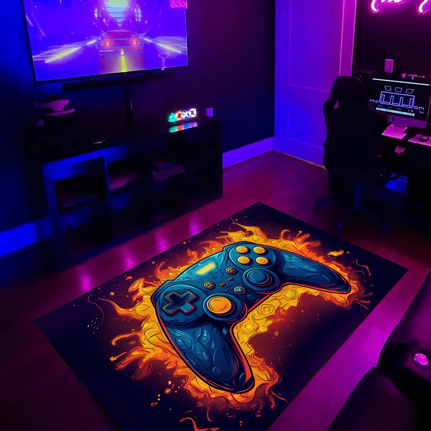 Customizable Game Room Area Rugs Personalized 3D Gaming Rug for