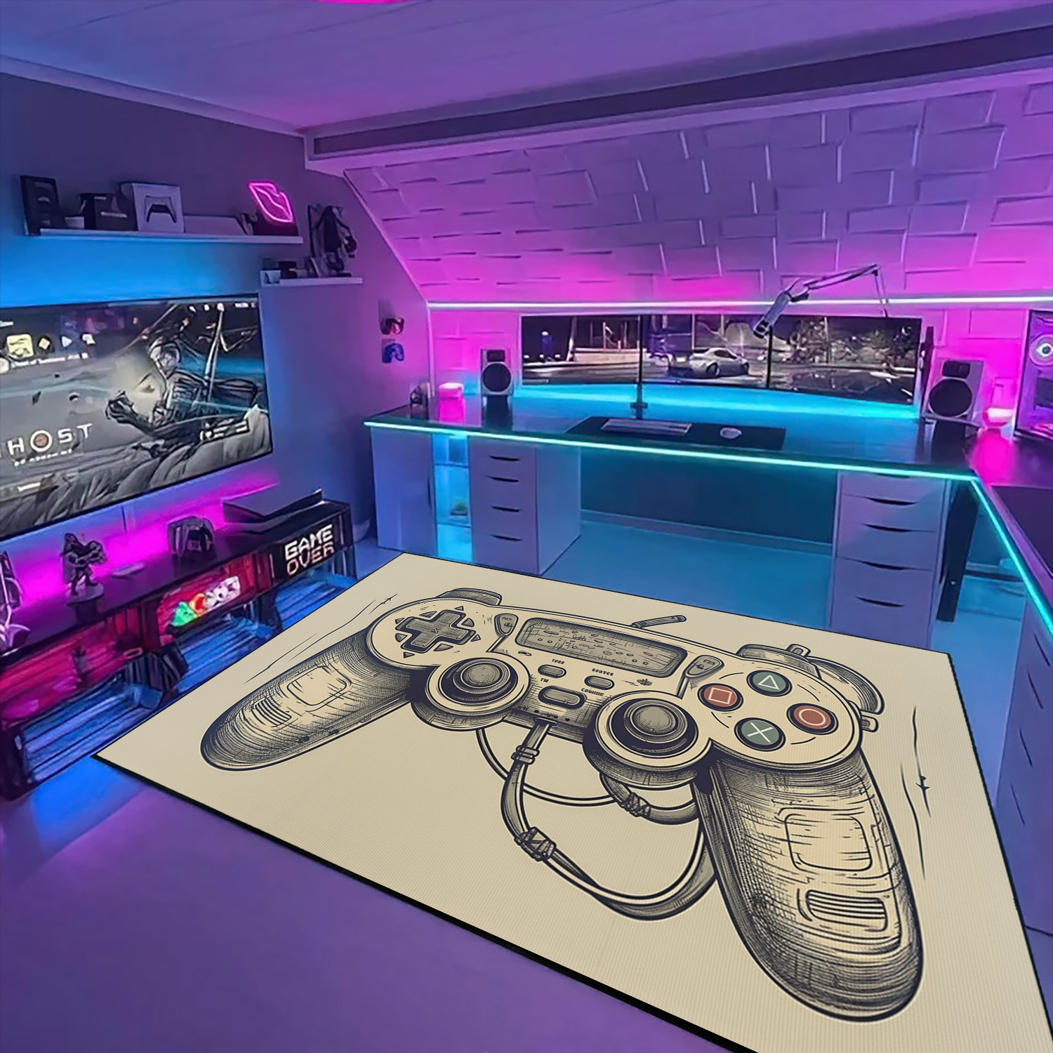 Customizable Game Room Area Rugs - Personalized Gaming Carpet for Bedroom Decor