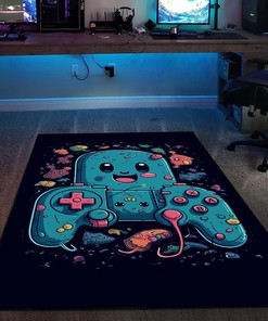 Customizable Game Room Carpet with Shufflezone Game Controller Design for Teen Boys