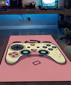 Customizable Game Room Carpet with Shufflezone Gaming Controller Design for Teen Boys