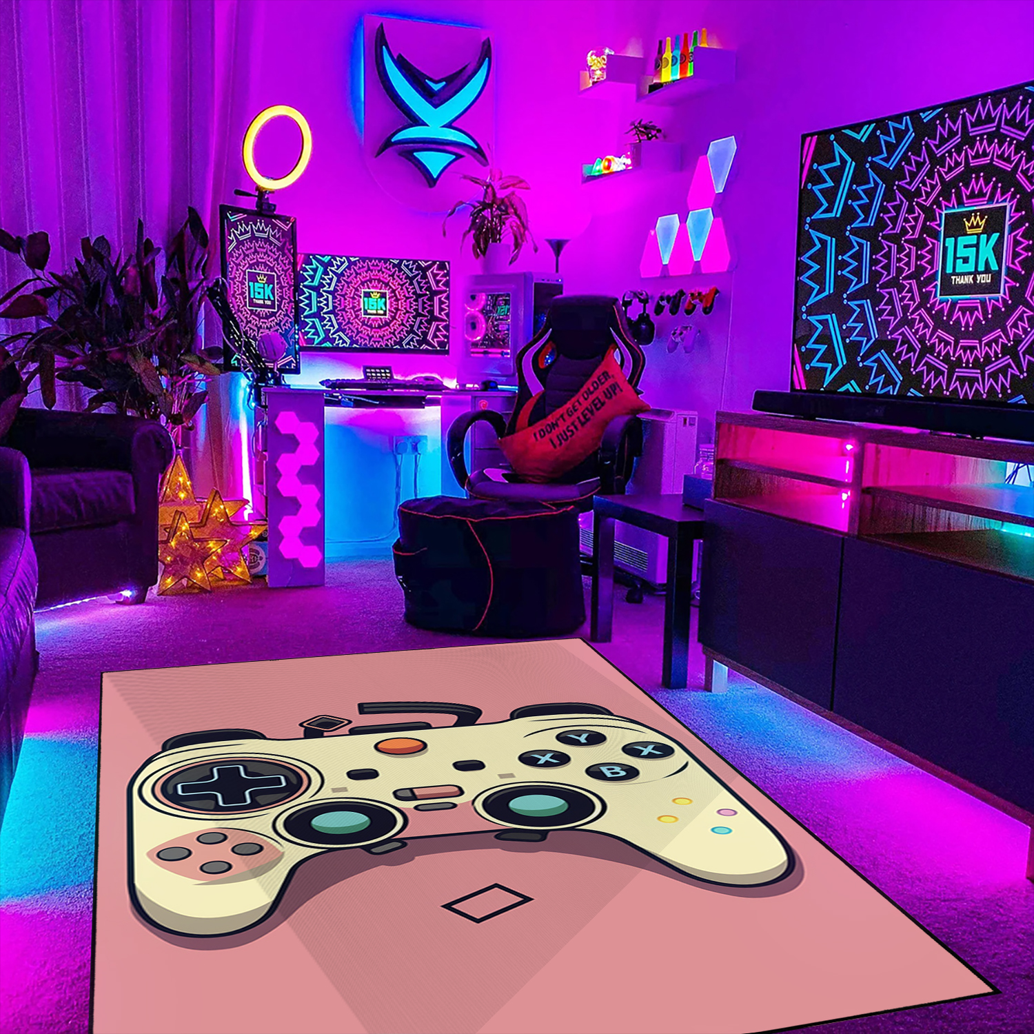 Customizable Game Room Carpet with Shufflezone Gaming Controller Design for Teen Boys - Image 3