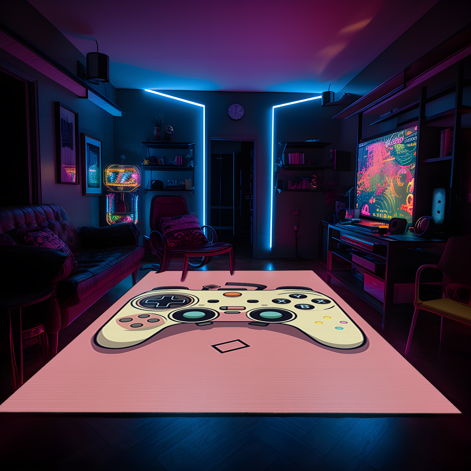 Customizable Game Room Carpet with Shufflezone Gaming Controller Design for Teen Boys - Image 4
