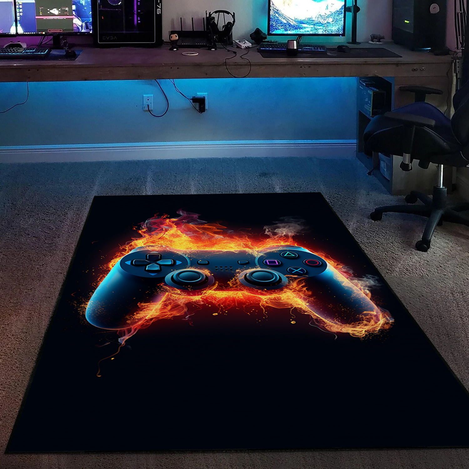 Customizable Game Room Themed Area Rug for Boys with Full Size Design ...