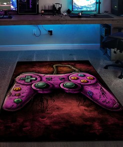 Customizable Game Room Themed Area Rug with Shufflezone Game Controller Design for Teen Boys, Perfect Gift for Kids