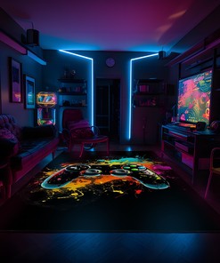 Customizable Gaming Area Rugs for Boys Room with Personalized Game Controller Design