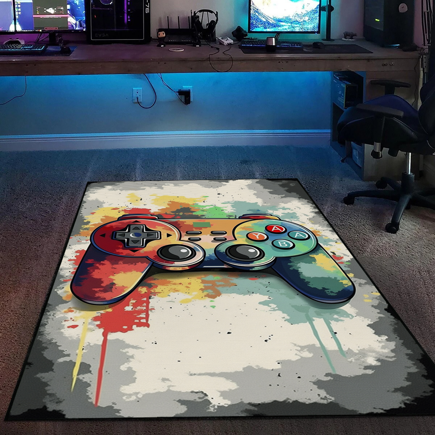 Customizable Gaming Room Themed Area Rug with Shufflezone Game ...