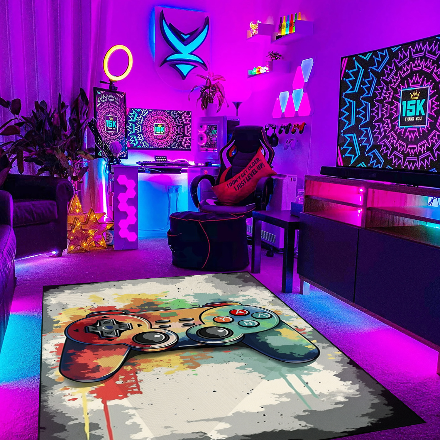 Customizable Gaming Room Themed Area Rug with Shufflezone Game ...