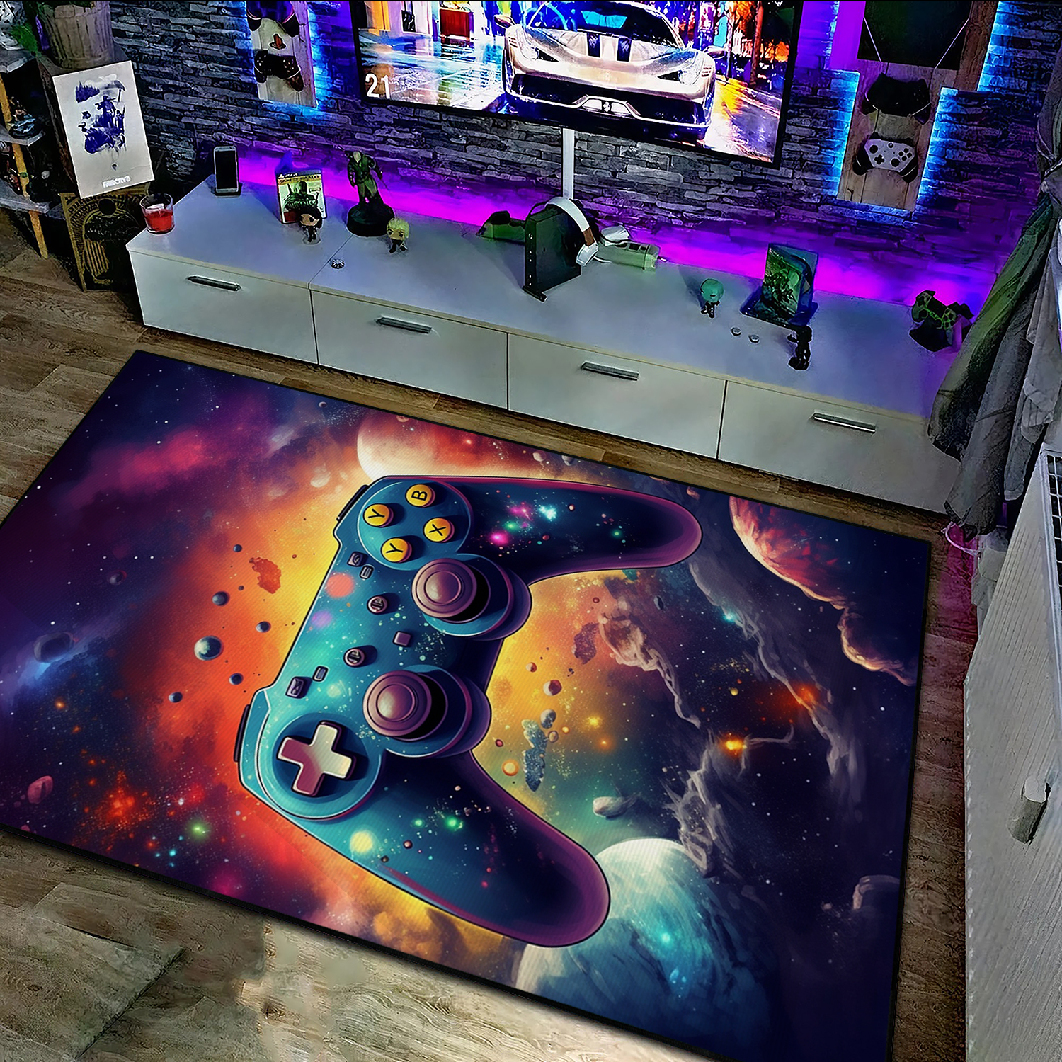 Customizable Gaming Rug for Boys Room with Game Controller Design - Image 2