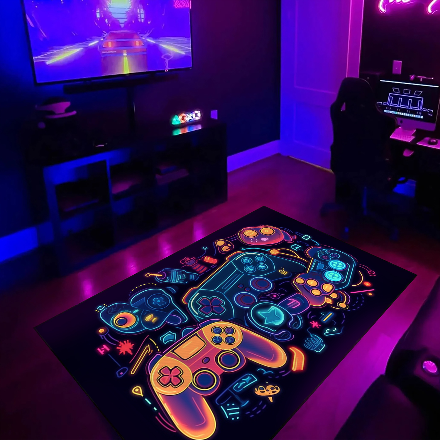 Customized Game Room Carpet for Boys Shufflezone Game Area Rug Bluefink