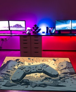 Customized Game Room Carpet for Boys - Video Game Area Rug for Bedroom or Living Room - 3D Game Controller Design