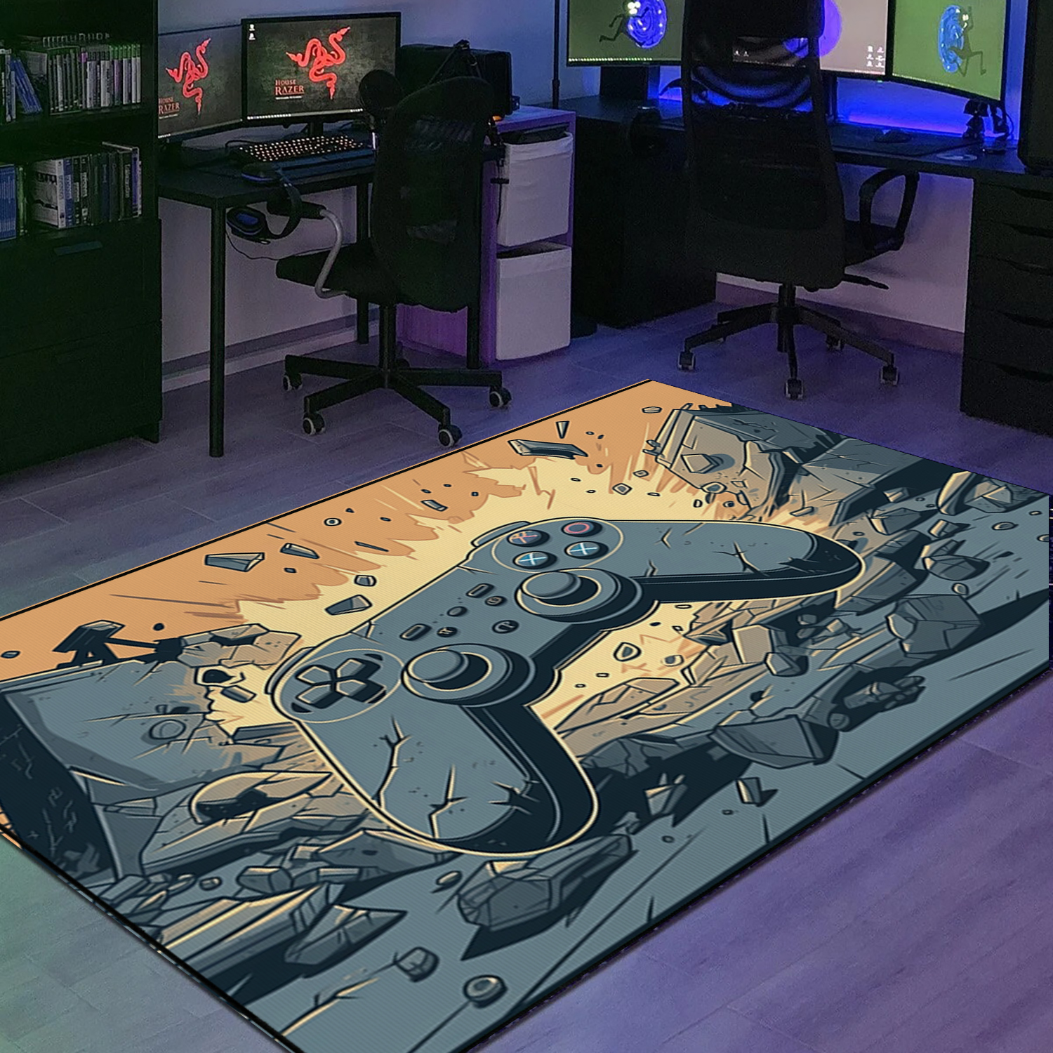Customized Game Room Carpet for Boys - Video Game Area Rug for Bedroom or Living Room - 3D Game Controller Design - Image 4