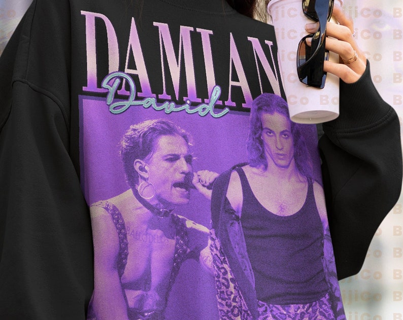 Damiano David Fan Made Sweater - 90s Vintage Sweatshirt for Fans of Maneskin - Image 2
