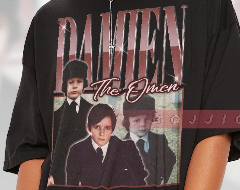 Damien The Omen Vintage Tee, Jonathan Scott-Taylor Retro Homage Horror Shirt for Fans - Image 2