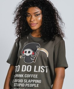 Death To Do List Graphic Tshirt - Cool Coffee Shirts for Foodies