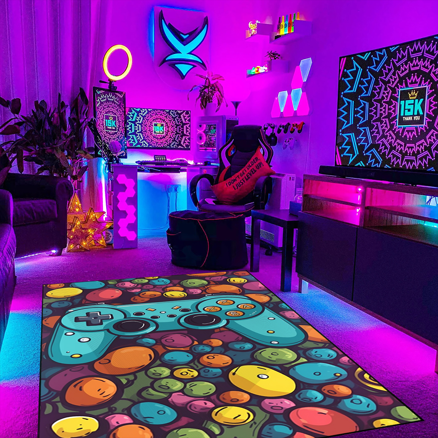 Elevate Your Gaming Space with Personalized Shufflezone Game Room Rug for Teen Boys - Image 3