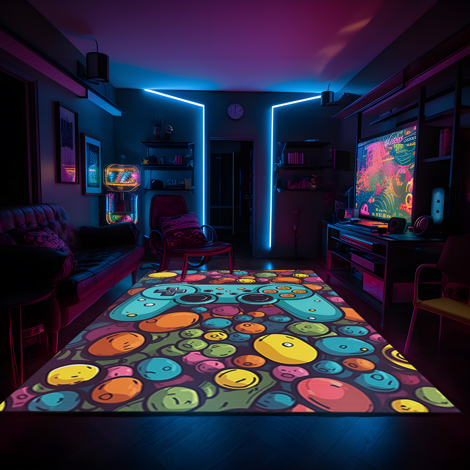 Elevate Your Gaming Space with Personalized Shufflezone Game Room Rug for Teen Boys - Image 4