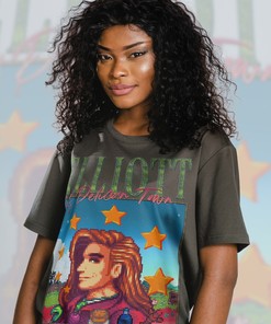 Elliott Homage T-Shirt, Stardew Valley Gift, Pixel Farming RPG Video Game Tee