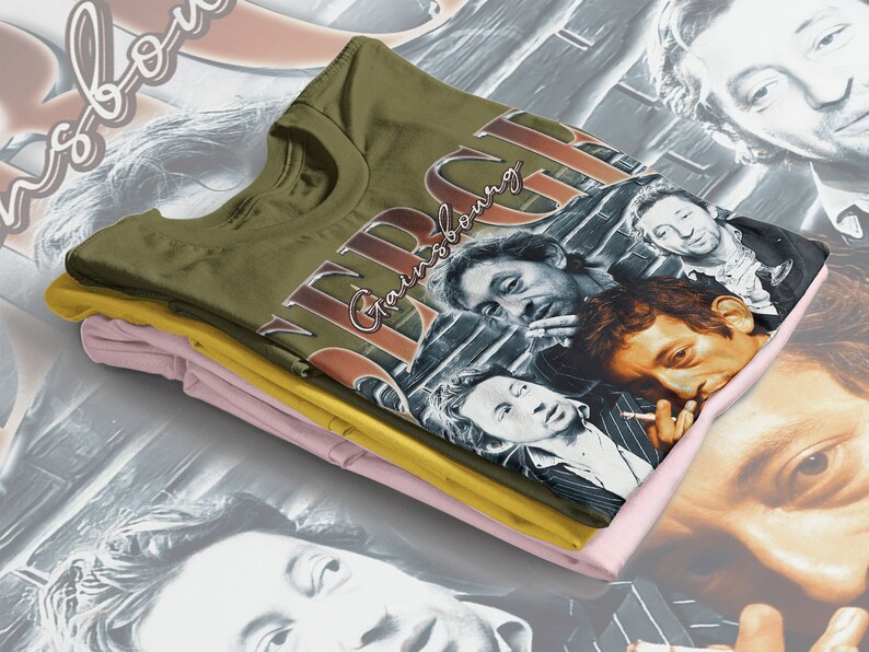 French Singer Serge Gainsbourg Vintage Shirt, RETRO Serge Gainsbourg Homage Tee, Serge Gainsbourg Jane Birkin Fan Tee - Image 4