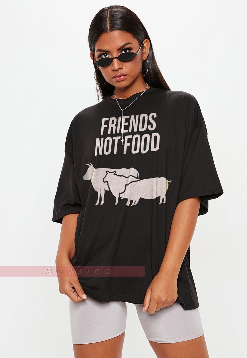 Friends Not Food Vegan T-Shirt - Gift for Animal Lovers and Vegans - Image 2